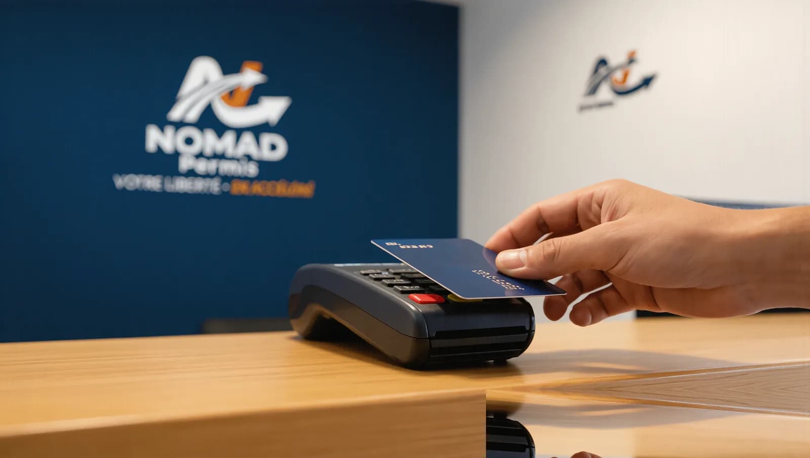 Paiement par carte bancaire à l'agence NOMAD Permis